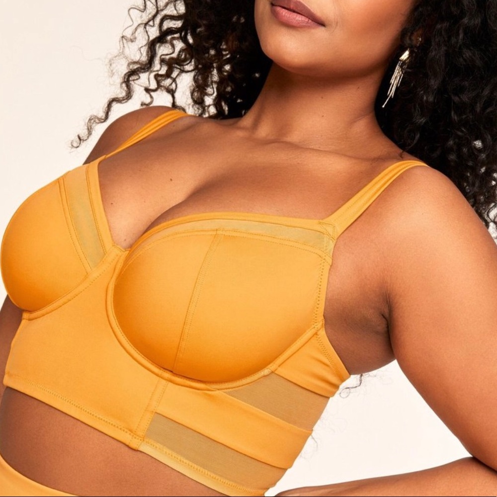 40D Orange Panel Swimsuit top